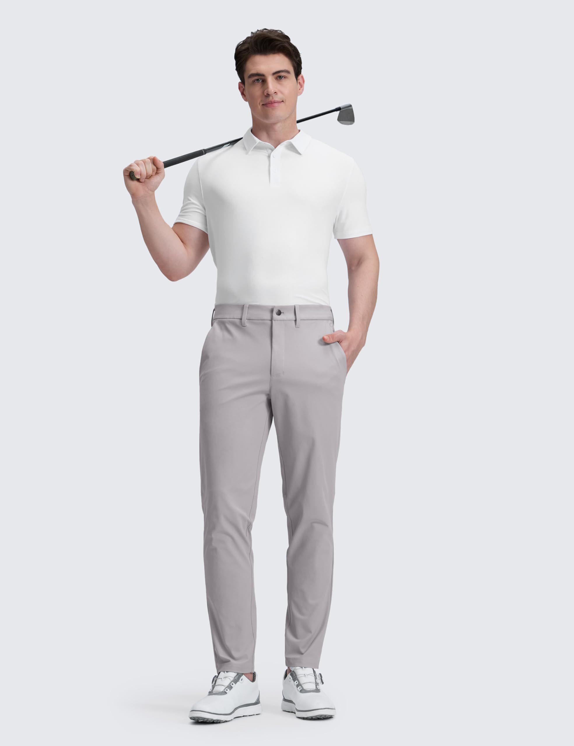 CRZ YOGA Pantaloni da Golf da Uomo Comodi Leggeri Asciugatura Rapida Traspiranti Elasticizzati con Tasche - 76cm Gabbiano 44