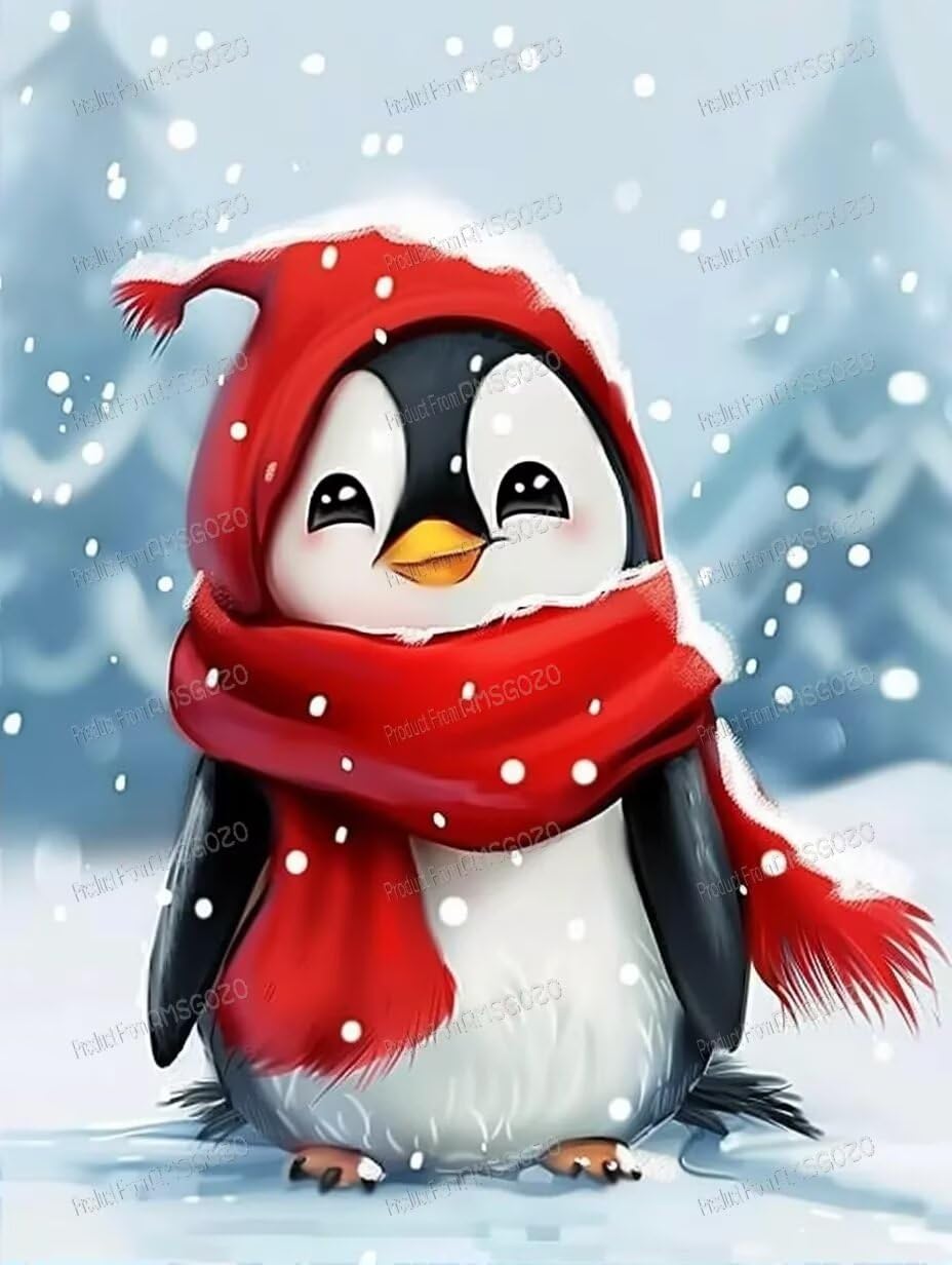 RMSGOZO Cute Winter Penguin Canvas Posters - Vintage Print Wall