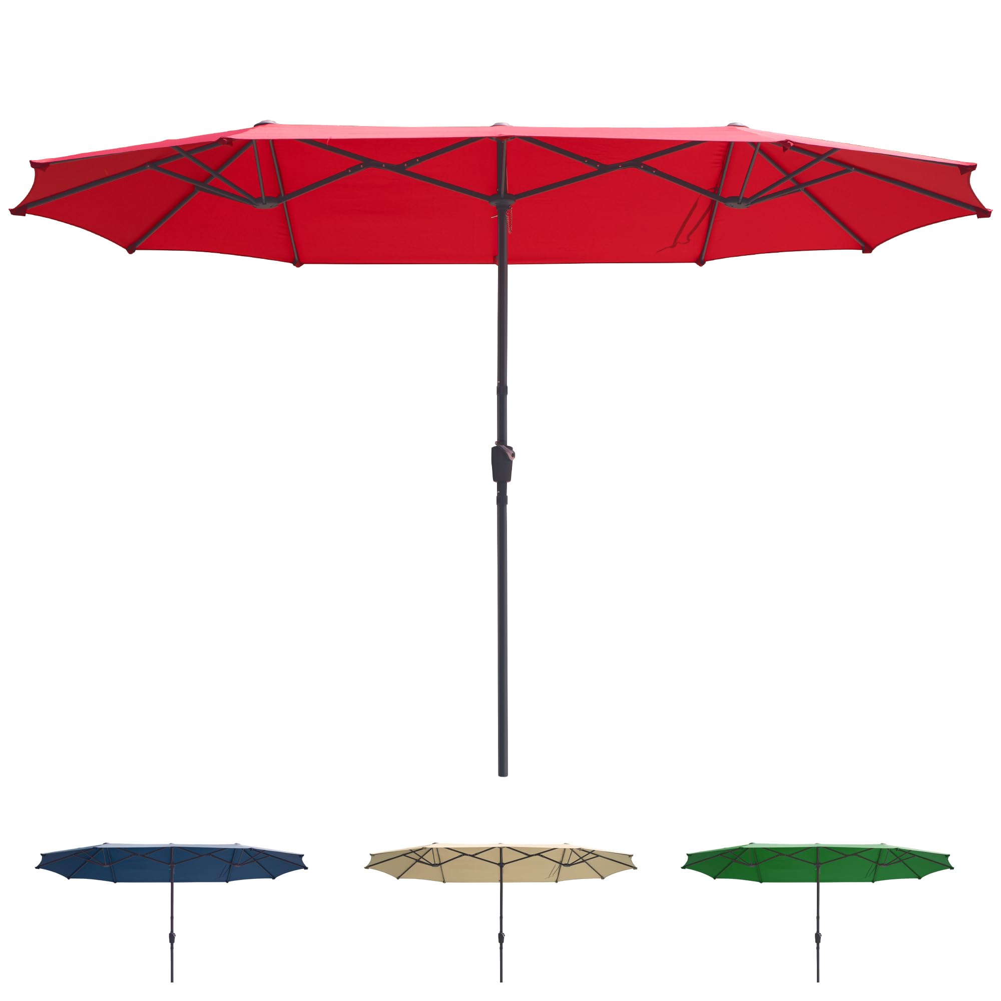 Rectangular Patio Umbrella 13ft Powder-Coated Steel Frame: Double-Sided Shade for Family Poolside & Backyard UV Protection Outdoor Patio Umbrella,