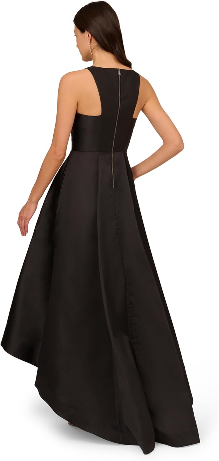 Adrianna Papell Women's Mikado High Low Gown | Sleeveless Halter Top Dress with Ruffled Skirt & Luxe Mikado Fabric - Image 2