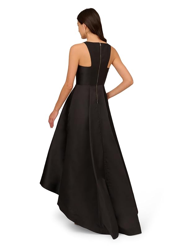 Adrianna Papell Women's Mikado High Low Gown | Sleeveless Halter Top Dress with Ruffled Skirt & Luxe Mikado Fabric, Midnight 10 by Adrianna Papell - Image 2