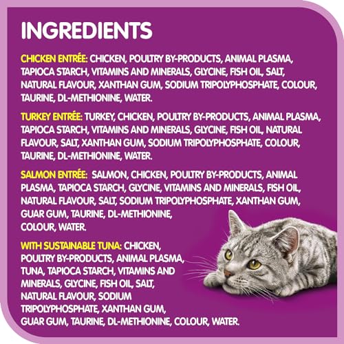 WHISKAS PERFECT PORTIONS Cuts in Gravy, Wet Cat Food, Chicken, Turkey, Salmon, Tuna Entrées, 24x75g Trays, 2 Single-serve Meals, For Adult Cats & Kittens, Made With Real Poultry &  image 8