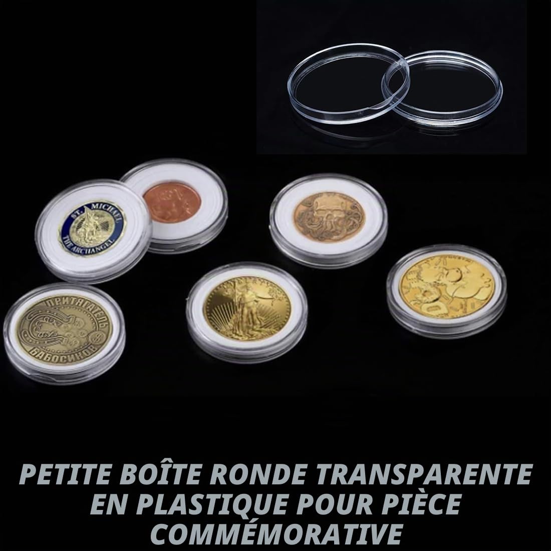 wirlsweal Lot de 10 capsules rondes en plastique transparent 40 mm wirlsweal Lot de 10 capsules rondes en plastique transparent 40 mm