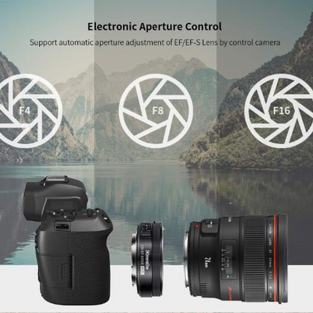 Commlite CM-EF-EOSR VCPL AF Adaptateur de monture d'objectif EF/EF-S vers appareil photo EOSR/RF avec CP variable
