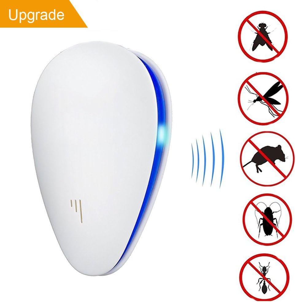 Ultrasonic Pest Repeller,WaterLuu Ultrasonic Pest Repeller Reject for Mosquitoes, Mice, Ants, Roaches, Spiders, Flies, Bugs, Lizards, Non-toxic Eco-Friendly, Human & Pet 100% Safe (White-1pcs)
