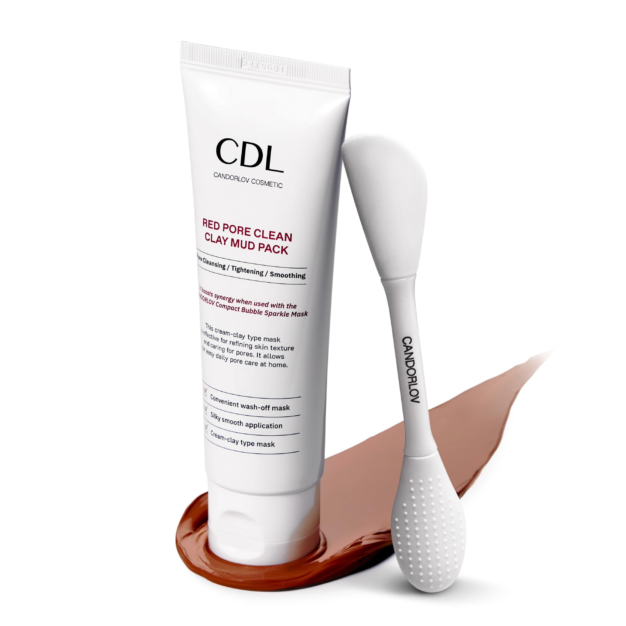 Red Mud Deep Pore Cleansing Facial Wash Off Mask for Impurities Sebum, For Senstive Skin, Soothing & Cooling Effect, Exforliating Dead Skin Cells, Korean Skin Care, 2.7 oz