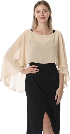 Capelets for women Chiffon Cape Shawls and Wraps for Evening Dress | Lightweight & Breathable Capelet,Eledgant Drape and Functional for Multiple Occasion,Perfect accessory for evening dresses