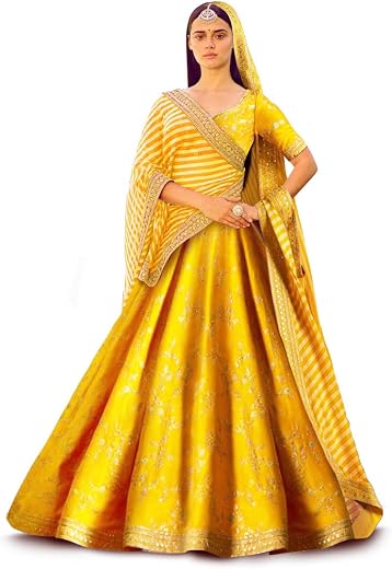 Zeel Clothing Women's Faux Silk Semi-Stitched Lehenga Choli
