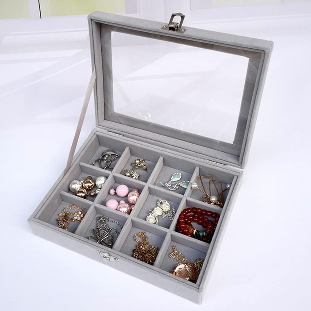 Fashion Portable Velvet Jewelry Ring Jewelry Display Organizer Box Tray Holder Earring Jewelry Storage Case Showcase (Color : F) (B)