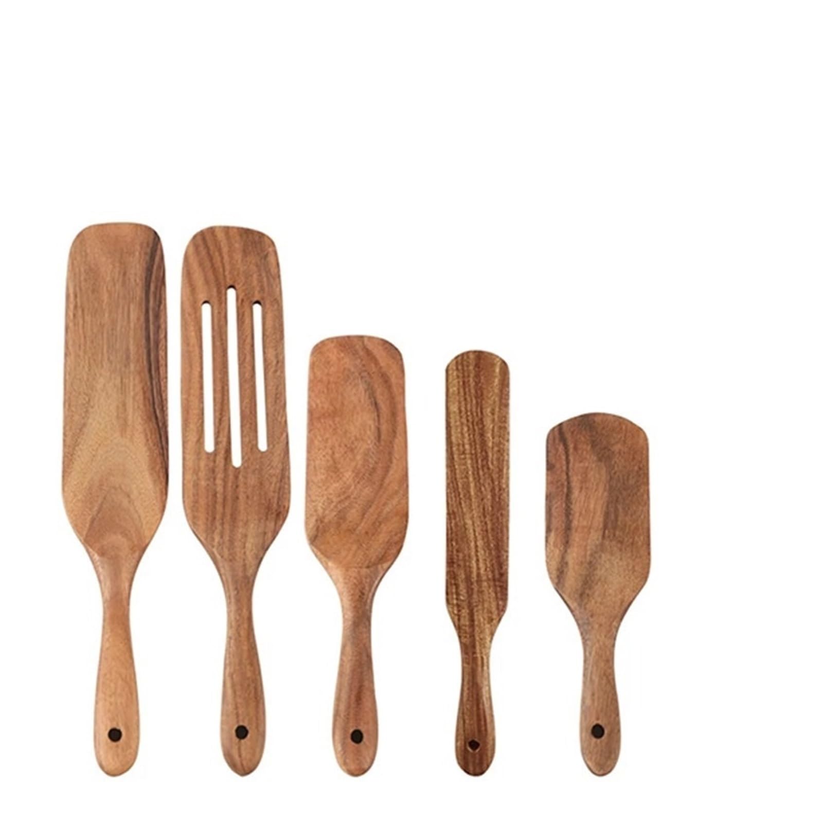 Juego de utensilios cocina madera 5 piezas: espátula, cuchara y antiadherentes resistentes al calor for servir remover