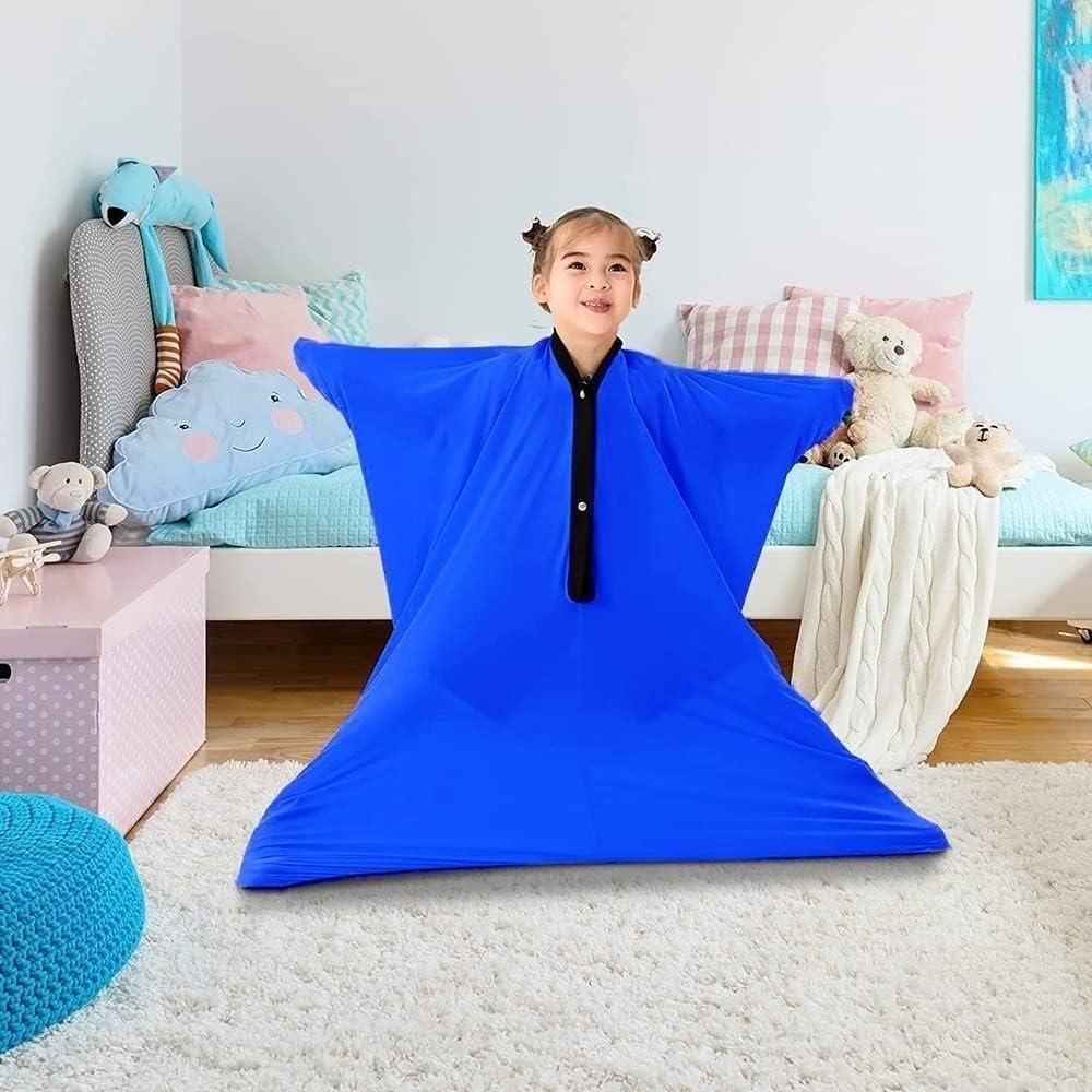 Sensorischer Ganzkörperstrumpf zur Tiefendruckstimulation bei Kindern mit Störungen oder Autismus (Blau2, Medium)