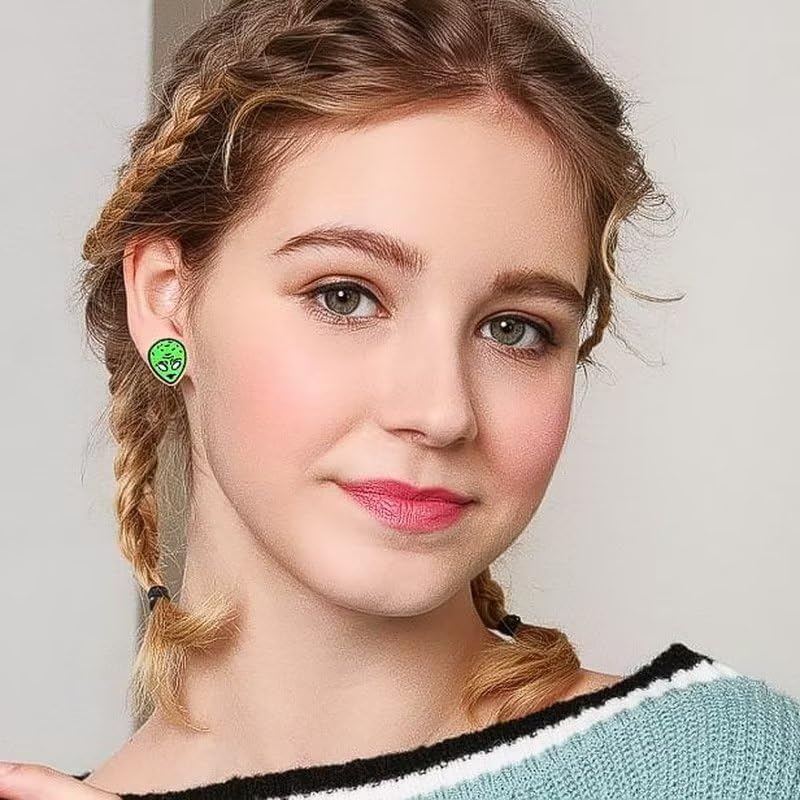 Miniatura 3 de 3 pares de aretes de madera para Halloween, murciélagos, calabaza, caramelo, gato negro, fantasma, calavera, aretes lindos y divertidos, regalo de