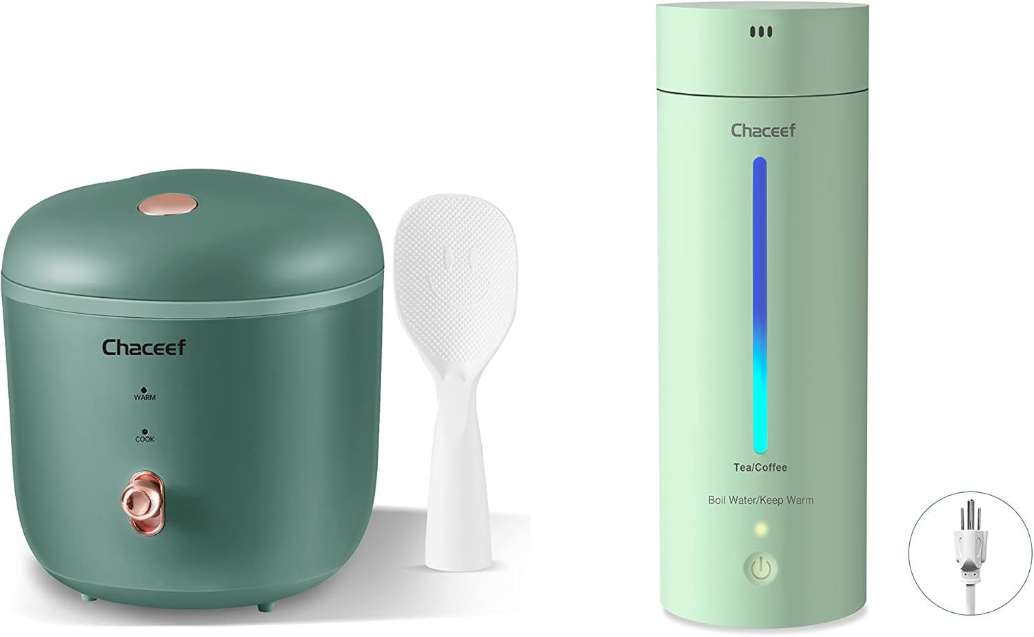CHACEEF Mini Rice Cooker 2Cups Uncooked, 1.2L Small Rice