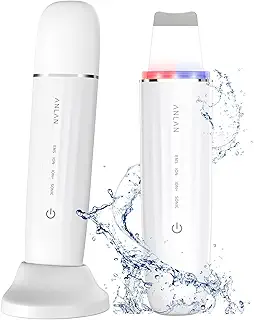 【美人百花毛穴ケア美顔器部門NO1】ANLAN ロイヤル ウォーターピーリング IPX7防水仕様 美顔器 1台6役 超音波ピーリング emsリフトケア イオン美顔器 赤青光エステ 毛穴ケア男女兼用 Type-C充電スタンド 出張 旅行 自宅用 誕生日プレゼント 母の日 (ホワイト)