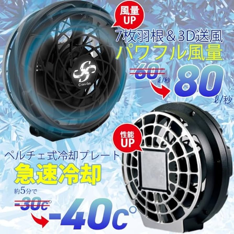 クロスファンEX30 ペルチェプレート付き　空調ファンセット　バッテリー2個 クロスファンEX30 ペルチェプレート付き 空調ファンセット