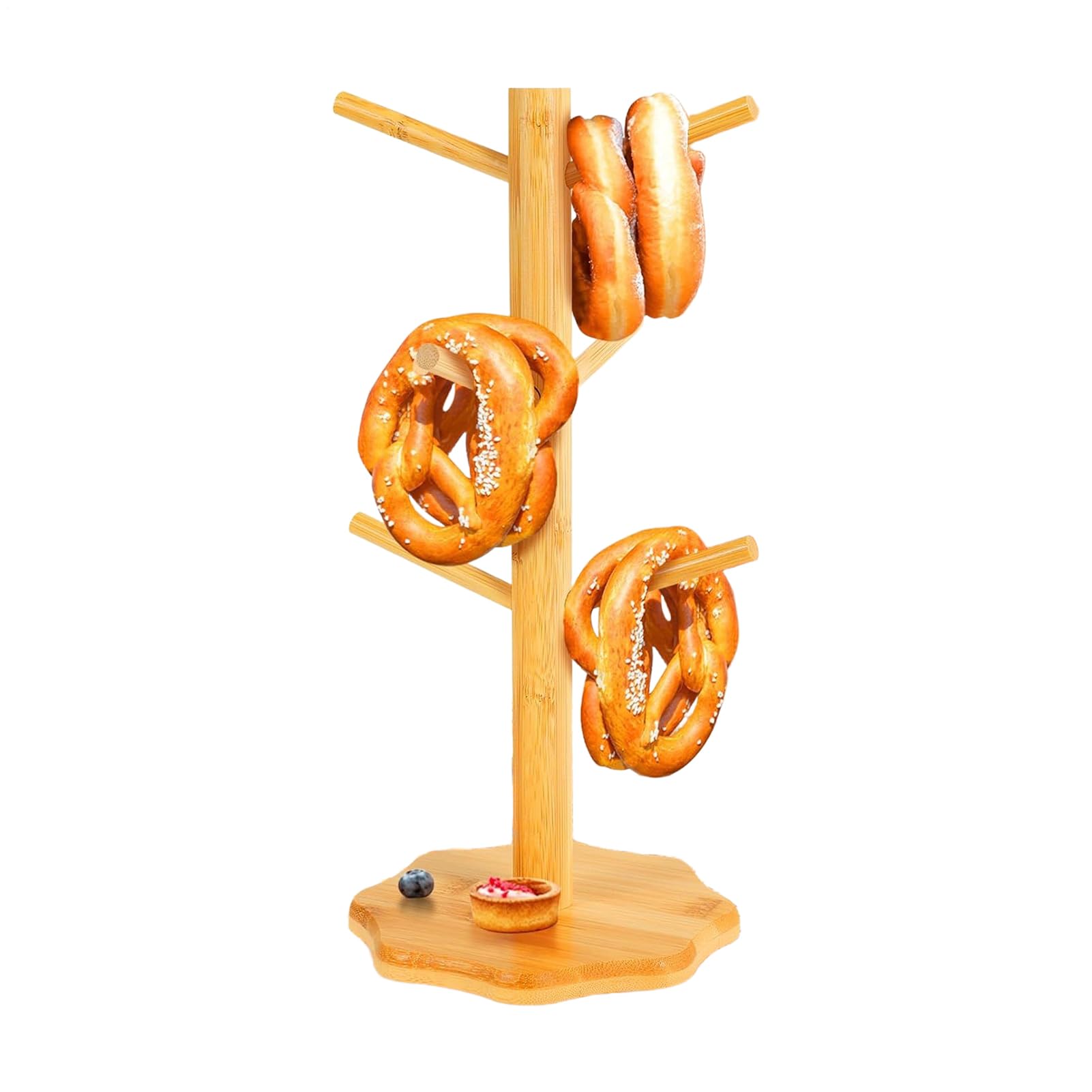 Présentoir à bretzels et saucisses en bois à 6 piliers pour buffet