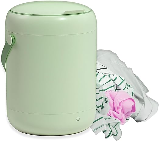 Portable Laundry Washing Machine - Great for Travel, Camping, and RVs - Mini Compact Washer for Delicate Fabrics and Small Loads - Includes Strainer and Handle (Green)