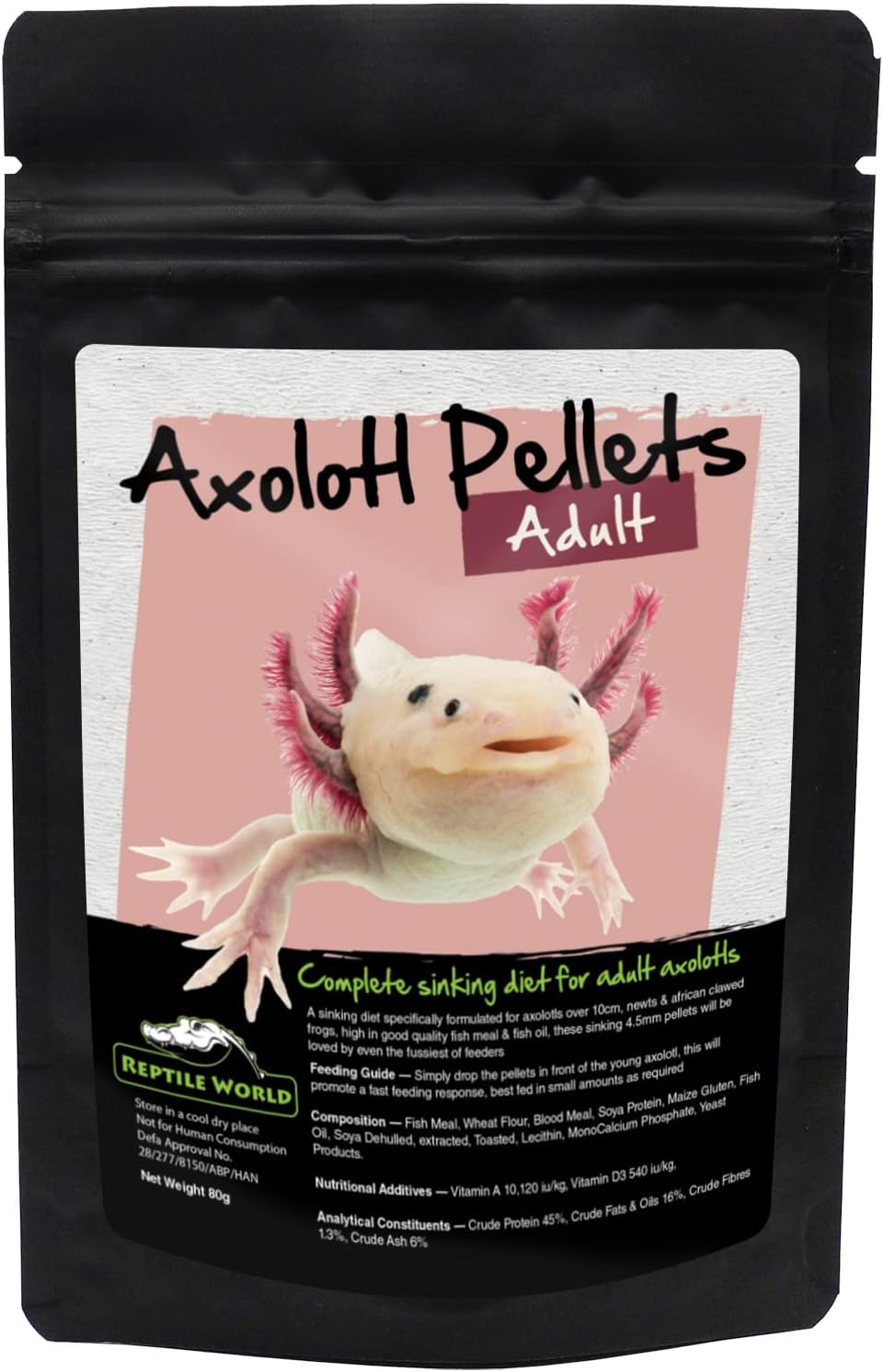Axolotl Adult Pellets 80g | Natural Adult Amphibian Food for Axolotls, Newts, and Frogs