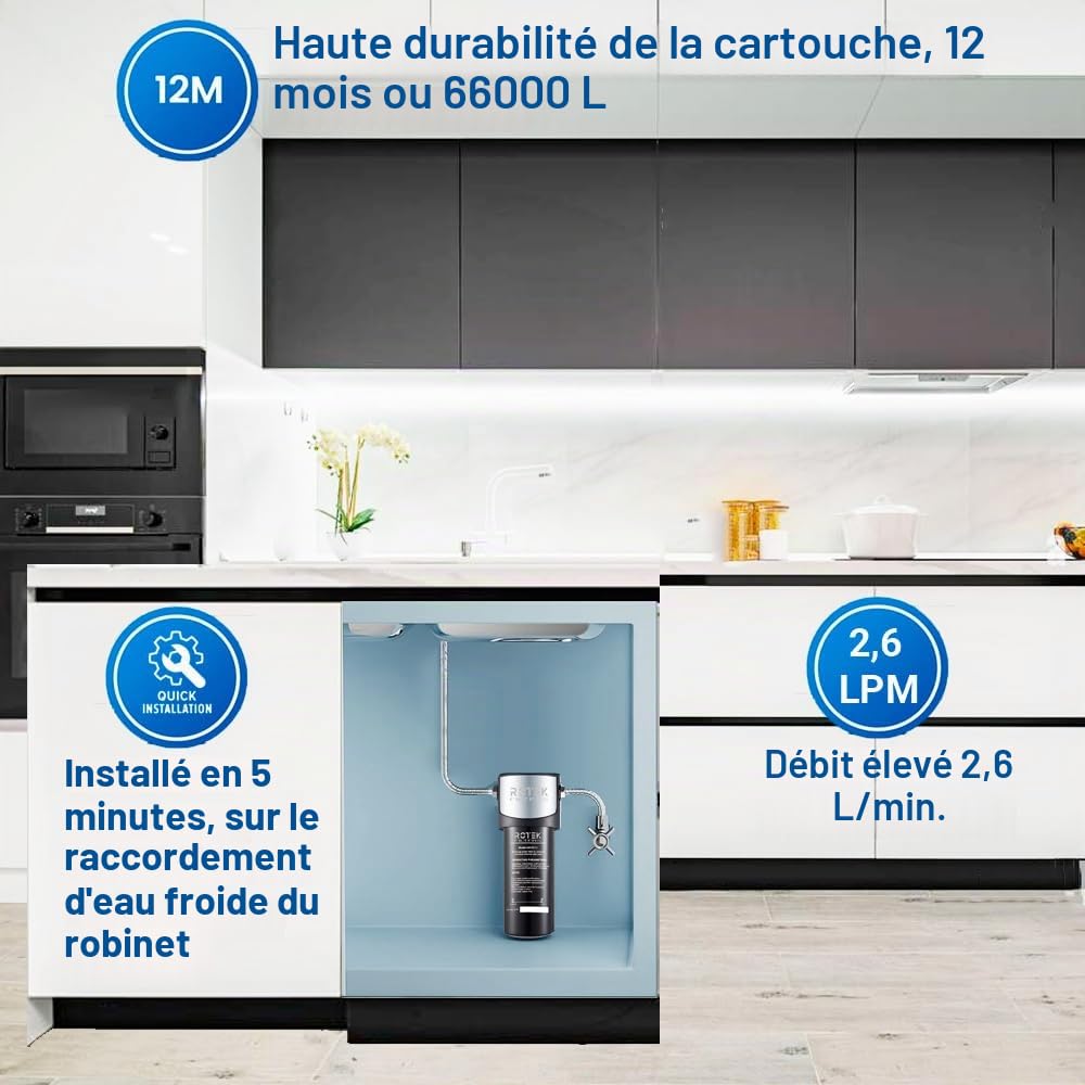 Système de filtration d'eau sous l'évier ROTEK