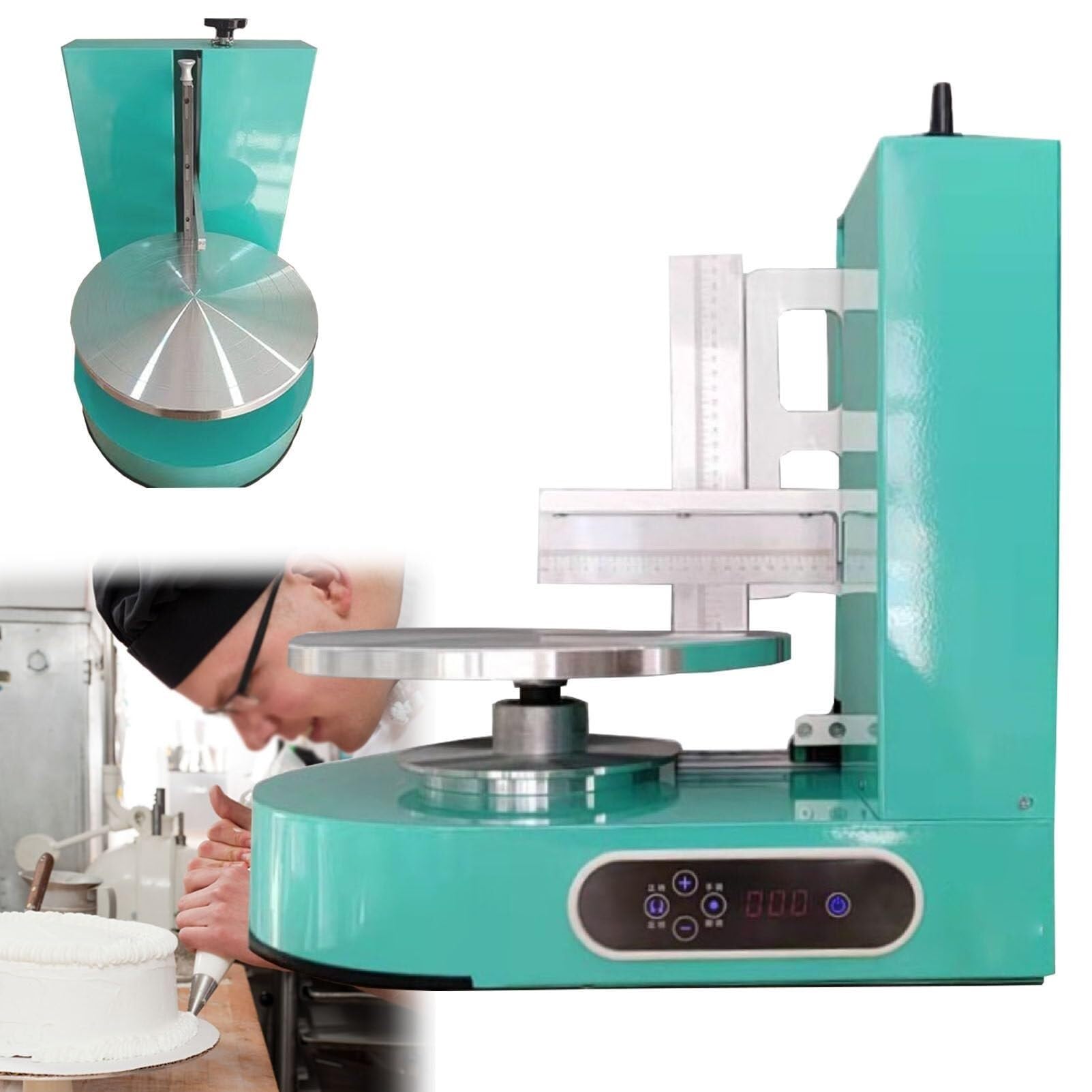 Raspador automático de crema for pasteles, plato giratorio automático for colocar crema for decorar pasteles, máquina for esparcir glaseado más suave for pasteles de cumpleaños de 4 a 12 pulgadas(Gree
