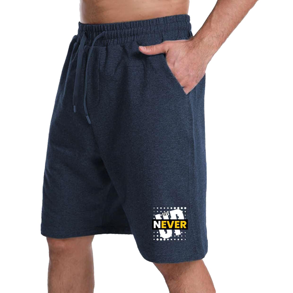 Plus Sizes Men's Cotton Knee Length Shorts (XXL,3XL,4XL,5XL,6XL,7XL,8XL Shorts) | Dont Give Up Printed Shorts | Casual and Night Wear Mens Shorts