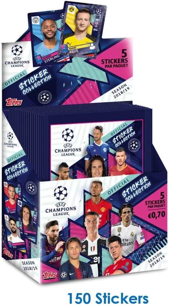 Topps 2018-19 Champions League Stickers - 30-Pack Box (5 Stickers per Pack) (Total of 150 Stickers)