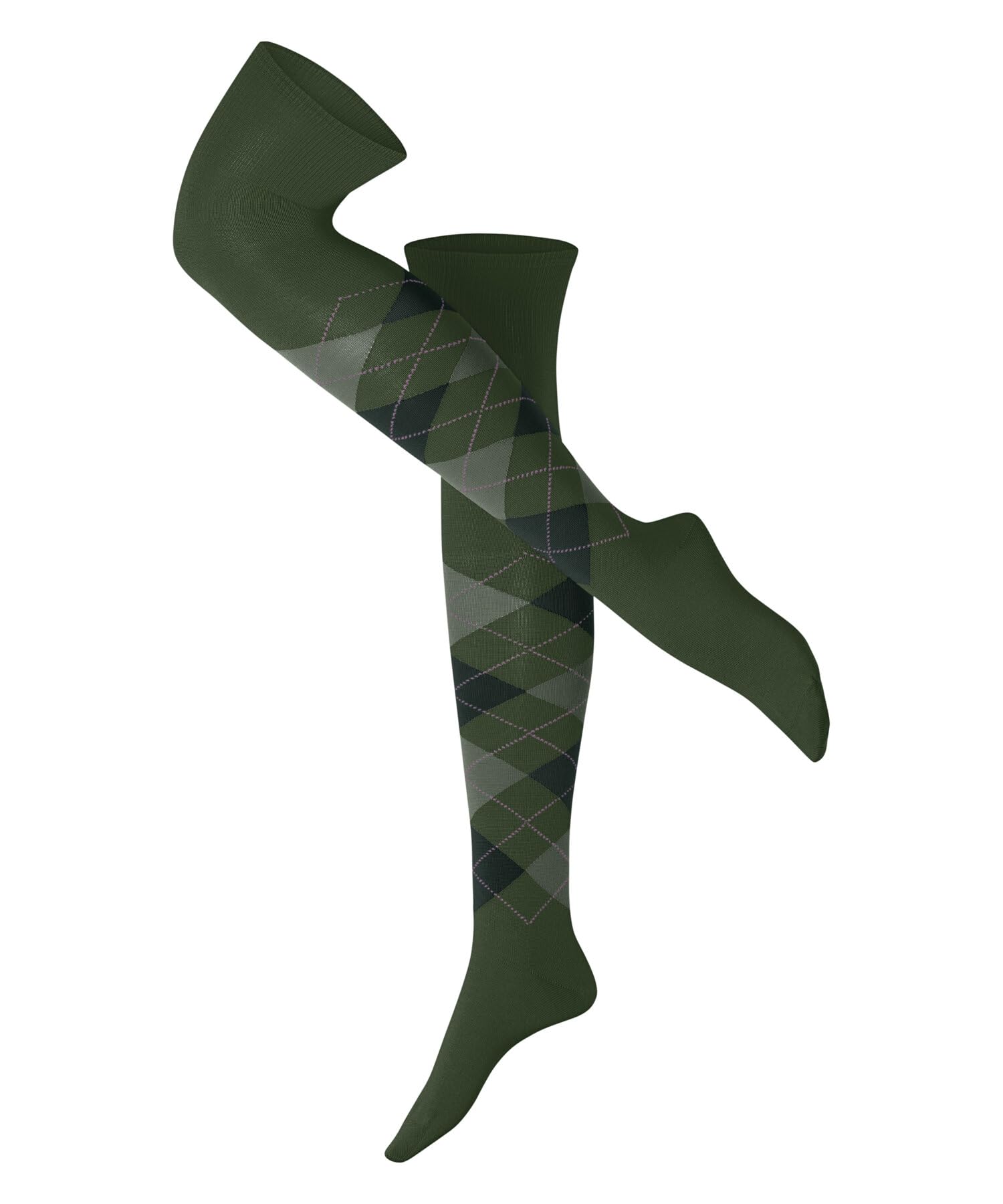Burlington Women's Marylebone W Ok Wool Long Patterned 1 Pair Overknee Socks, Green Asparagus 7045, 3.5-7