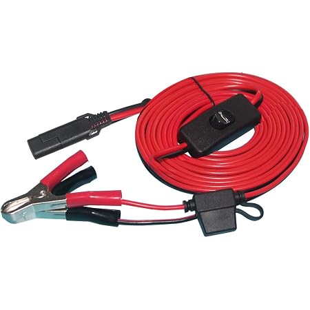 SAE To Battery Alligator Clip Cable - 10ft, 15A Fuse, Waterproof Switch, 12V Quick Connect
