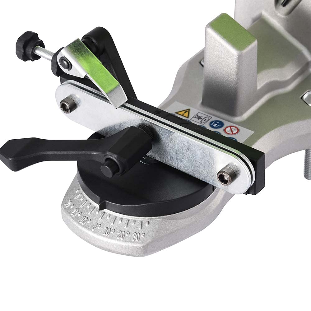 Bakaji Afilador de cadena eléctrico de banco para cadena motosierra Afila cadena con apriete automático y ángulo de afilado ajustable, potencia 85 W 5000 Rpm Disco 104 mm incluido