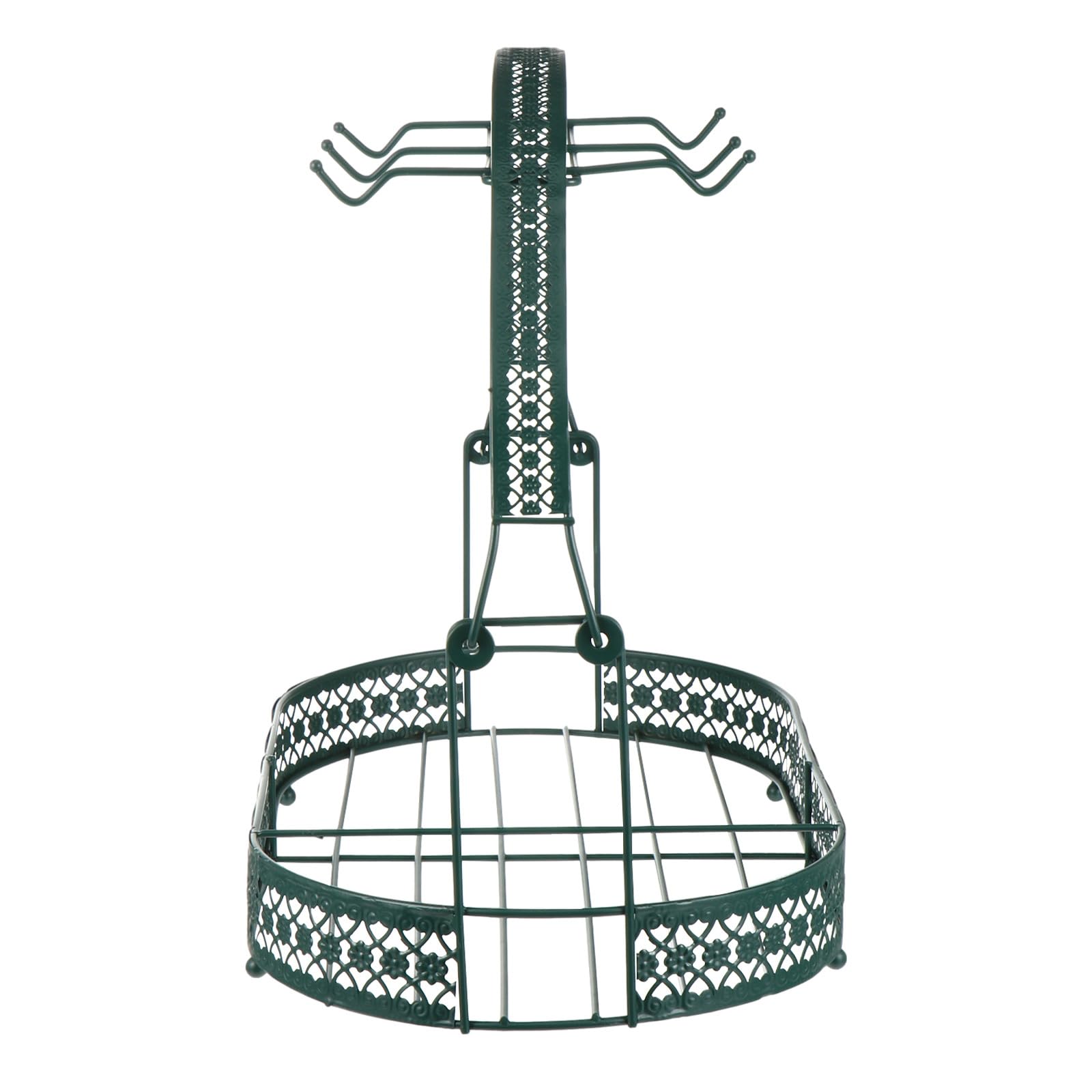 Égouttoir polyvalent pour cuisine en fer forgé vert, support tasse et porte-mugs stable