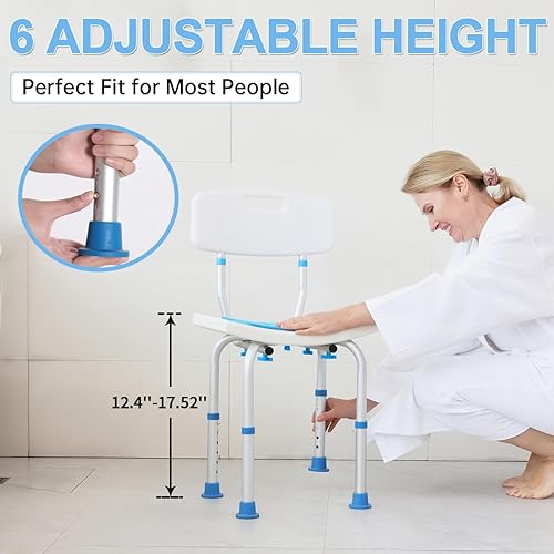 Miniatura 4 de Silla de ducha ajustable con respaldo, taburete de ducha elegible para HSAFSA para ducha interior, asiento de ducha sin herramientas para ducha