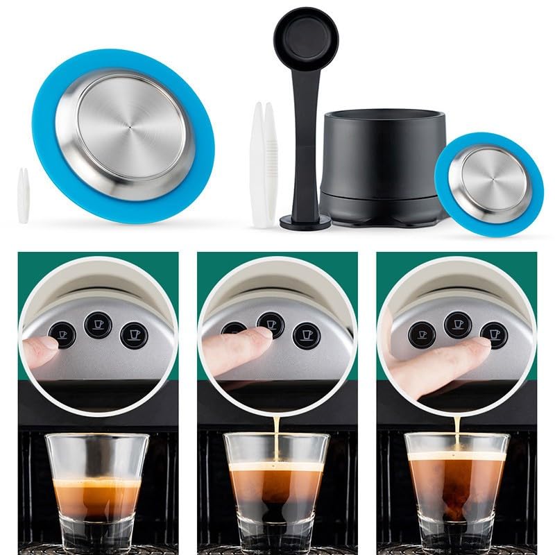Whychstore Cápsula de café reutilizable, cápsula recargable de acero inoxidable 304 con filtro, compatible con máquinas de café estándar