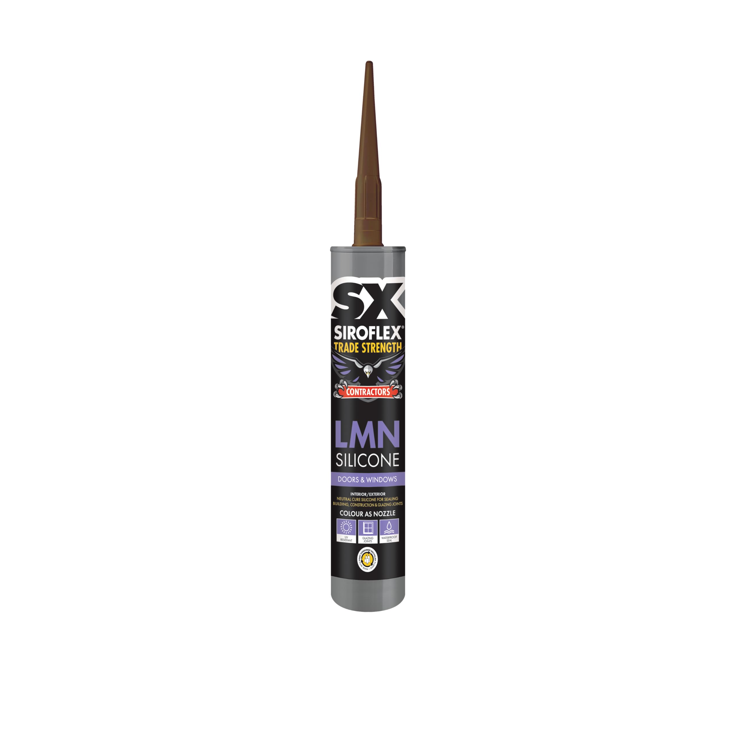 SiroflexSX Contractors Low Modulas Neutral Cure Silicone Seals Most Building and Glazing Joints, Almost Odourless and Forms a Durable Rubber Seal, Size - 300ml Colour - Rose Wood