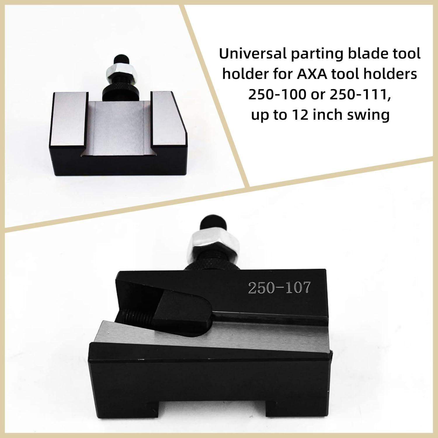 waltyotur Universal Parting Blade Holder CNC Lathe Quick Change AXA 250-107, Universal Parting Blade Holder, Horizontal Blade, Tool Bit Capacity of Up to 1/2