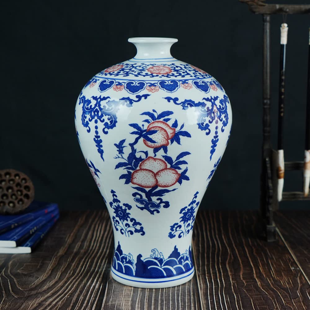 asdchZen Blue And White Vase, Blue Vase, Chinoiserie Vase, Blue And White For Home Decor, Blue And White Porcelain Decor Home Décor Centerpiece,A