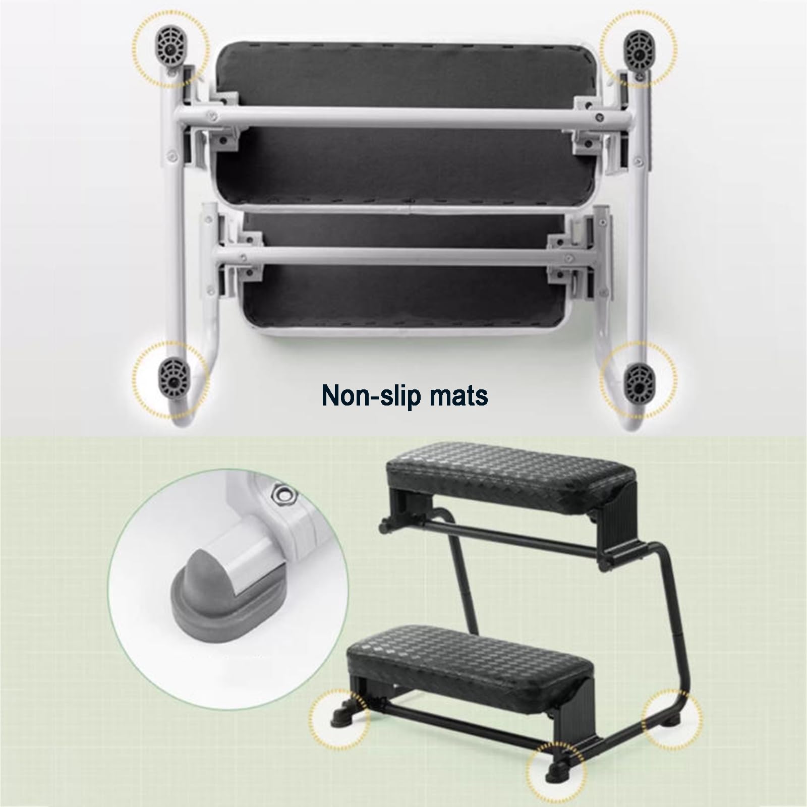 Reposapiés ergonómico debajo del escritorio, altura y ángulo ajustables, superficie antideslizante, taburete de doble escalón para sillas de juego de oficina y hogar