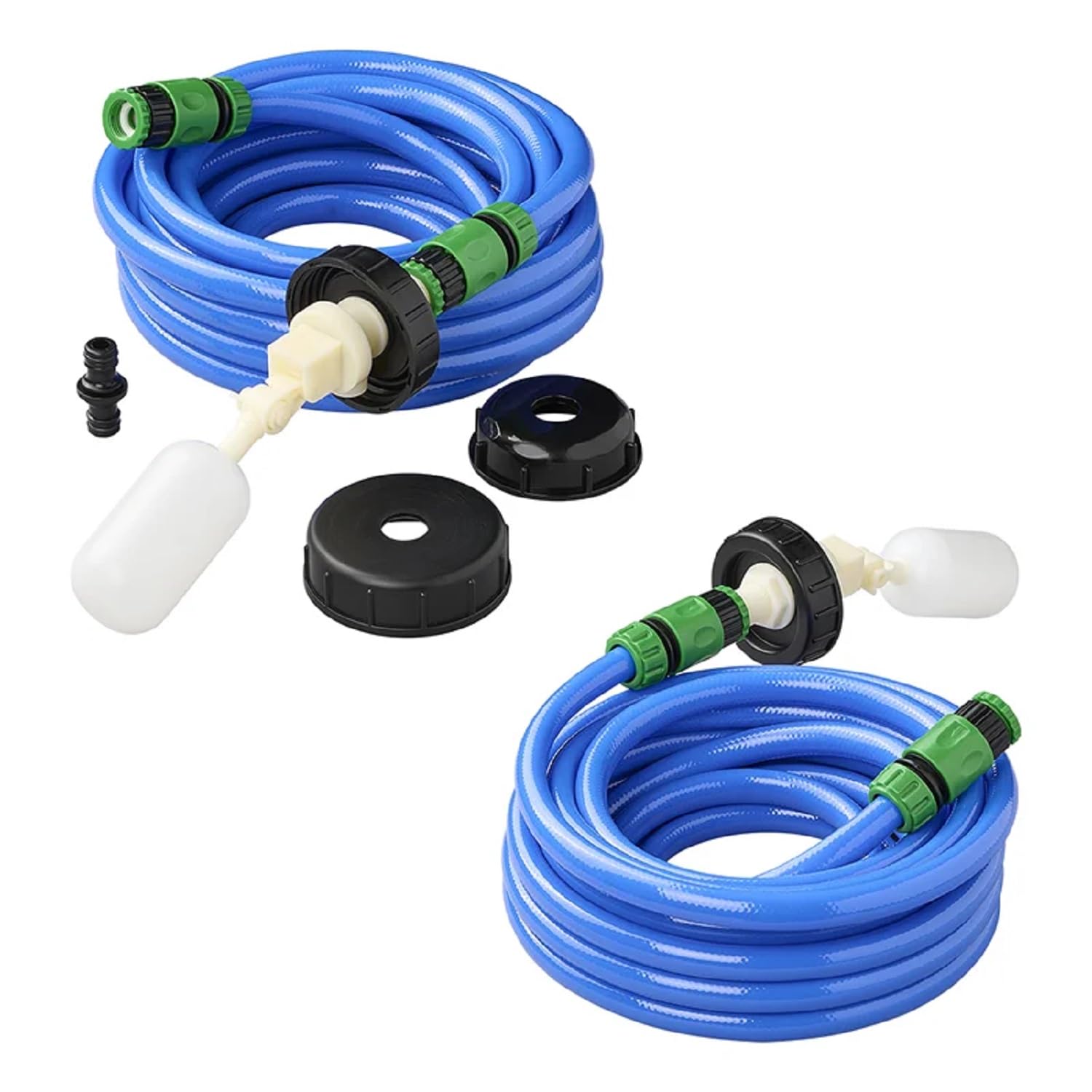 ProPlus Juego de adaptadores para depósito de agua de 3/4 pulgadas en el grifo, manguera de entrada de agua de PVC de 7,5 m, válvula de flotador, reductor de presión, 2 juegos de acoplamiento rápido