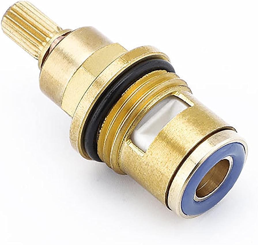 Replacement Brass Faucet Valve Ceramic Stem Disc Cartridge Faucet Valve Quarter Turn G1 / 2"For bathroom kitchen tap - (1 Pair Hot & Cold)-Blue and red