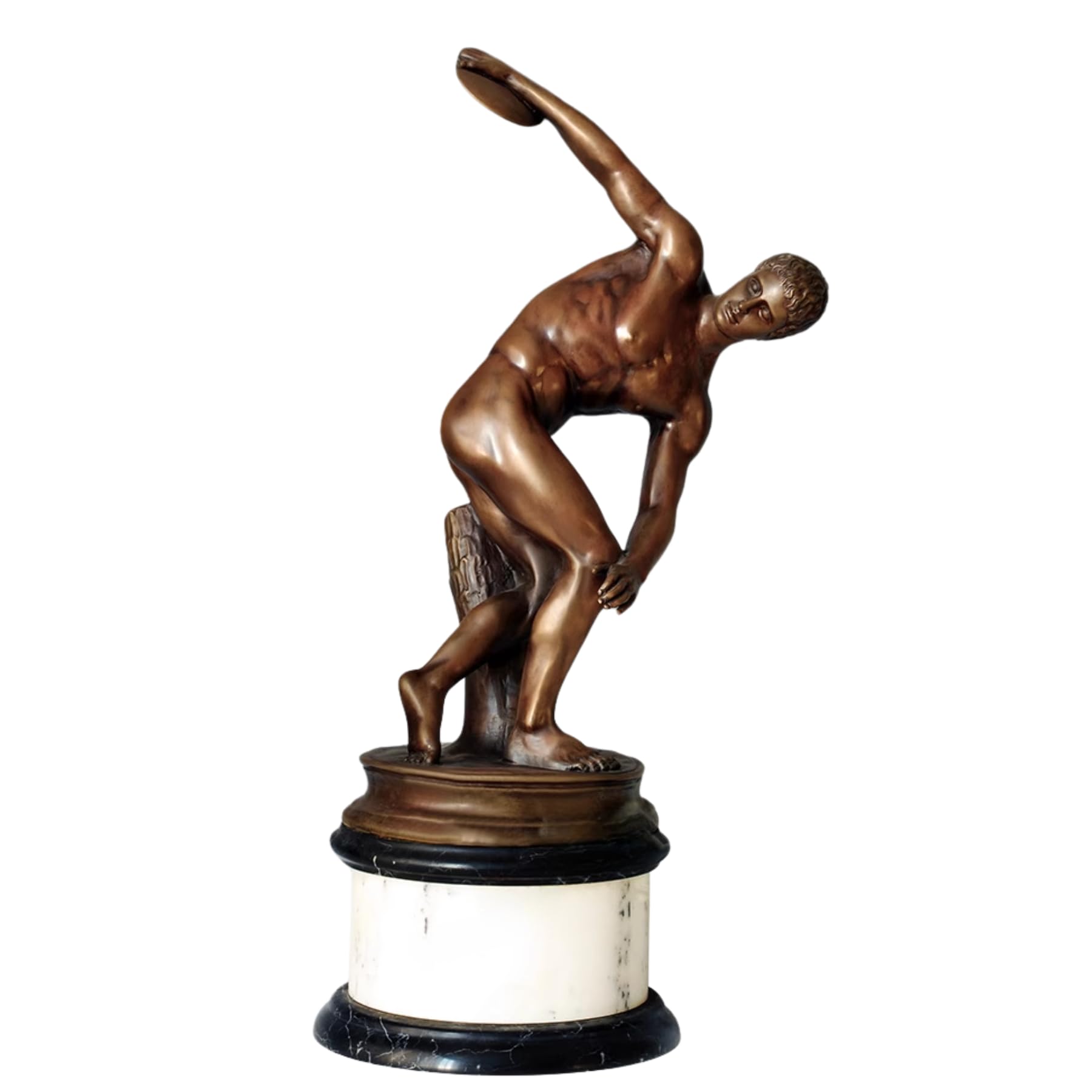 Aottsd Antique Bronze 23.6" Bronze Discus Athlete Sculpture Marble Base Classic Home Decor Antique
