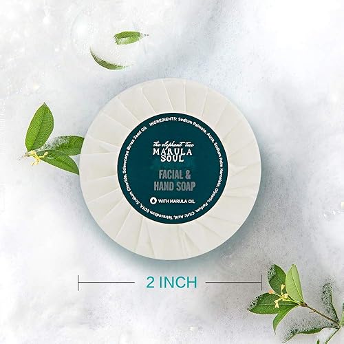 Miniatura 3 de OPPEAL Marula Oil - Jabón redondo para hotel, 0.5 onzas, tamaño de viaje a granel, envuelta individualmente, aroma ámbar gris, 120 barras por caja.