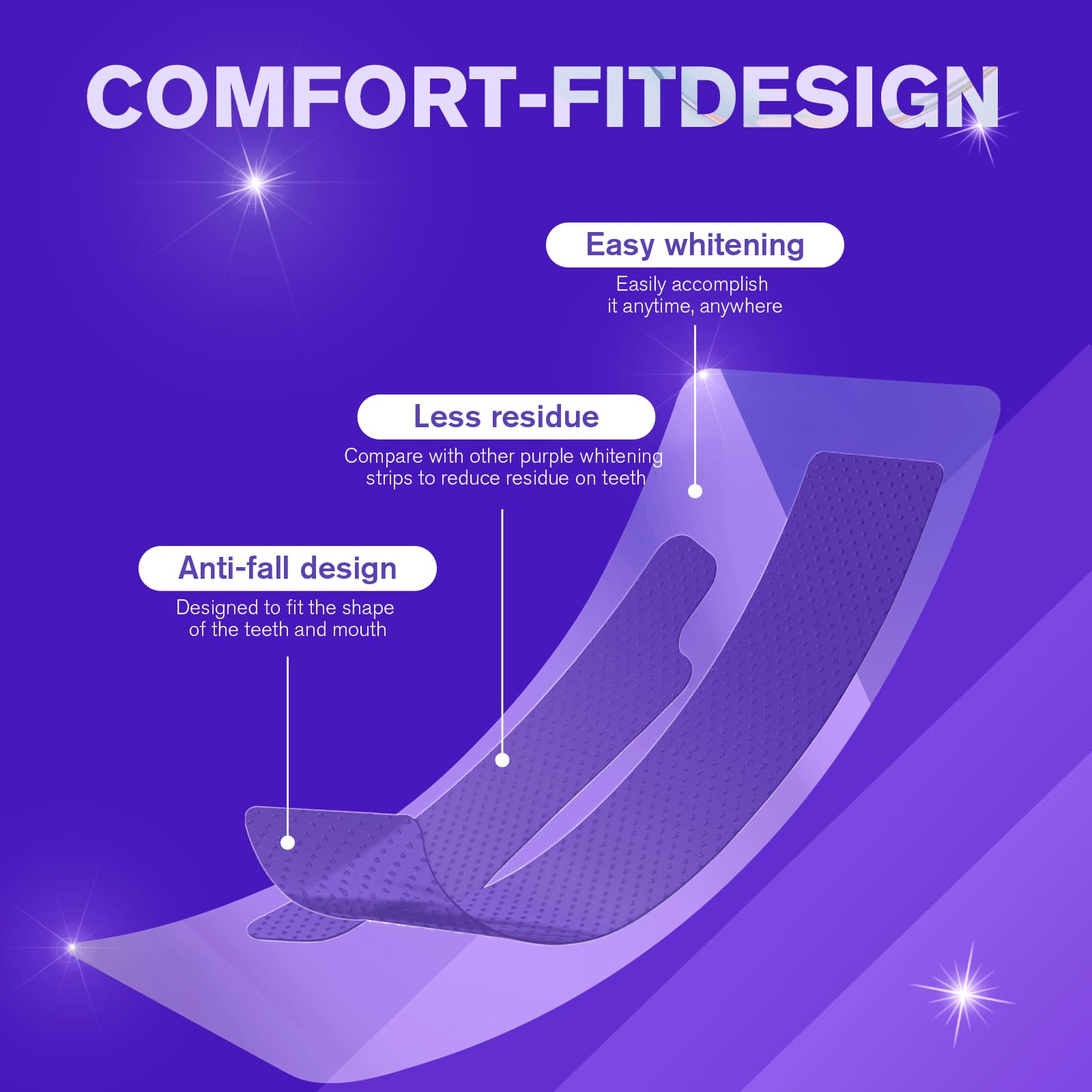 Purple Teeth whitening strips-14 Treatments- whitening Strips-Purple Teeth Whitening kit-Enamel Safe & Low-Sensitivity-with，Peroxide-Free - 5