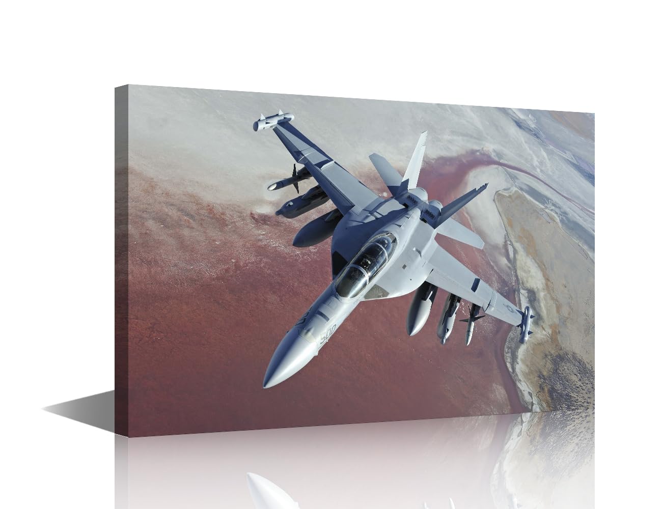 TISHIRON Wall Art Boeing EA-18G Growler Jet Paintings Military Airplane Pictures Canvas Wall Art Modern Artwork Decor Rustic Home Decor for Living Room Framed Gallery Wrapped Ready to Hang 36x24 in