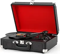 Toca Disco Vinil, Vitrola, Equipado com Porta USB, Saída para Fones de Ouvido, com Função Alto-Falantes, Compatível com Discos de 7, 10 e 12 Polegadas, Tocador de Vinil, Toca Discos, Bivolt, Preto