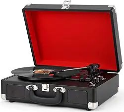 Toca Disco Vinil, Tocador de Vinil, Toca Disco, Equipado com Porta USB, Saída para Fones de Ouvido, com Função Alto-Falantes, Compatível com Discos de 7, 10 e 12 Polegadas