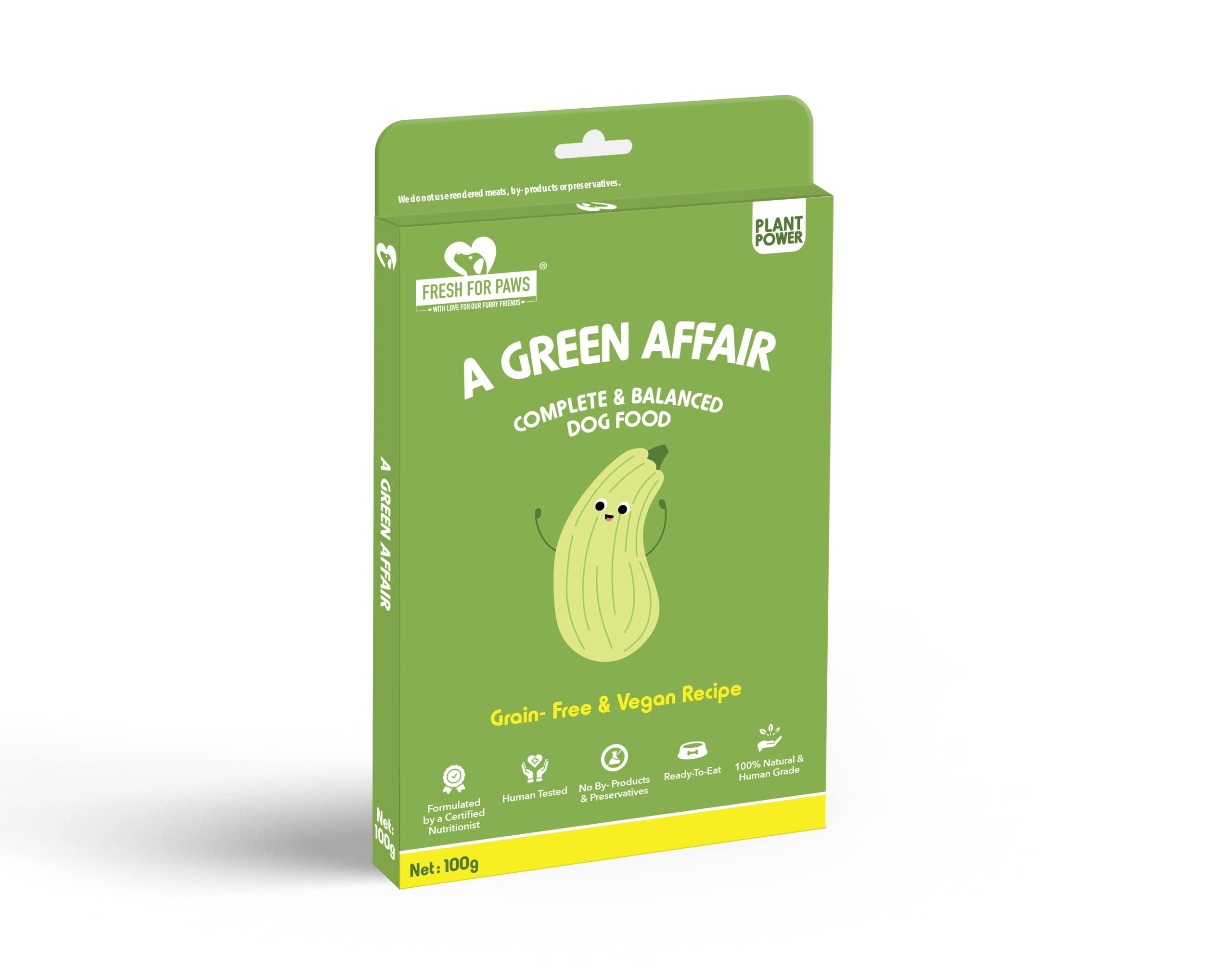 FRESH FOR PAWS 100% Natural and Human Grade A Green Affair Fresh Wet Dog Food Ready to Eat | Complete and Balanced Meals for Dogs with Healthy Fats and High Protein | All Breed | 300 Gram Pack of 3