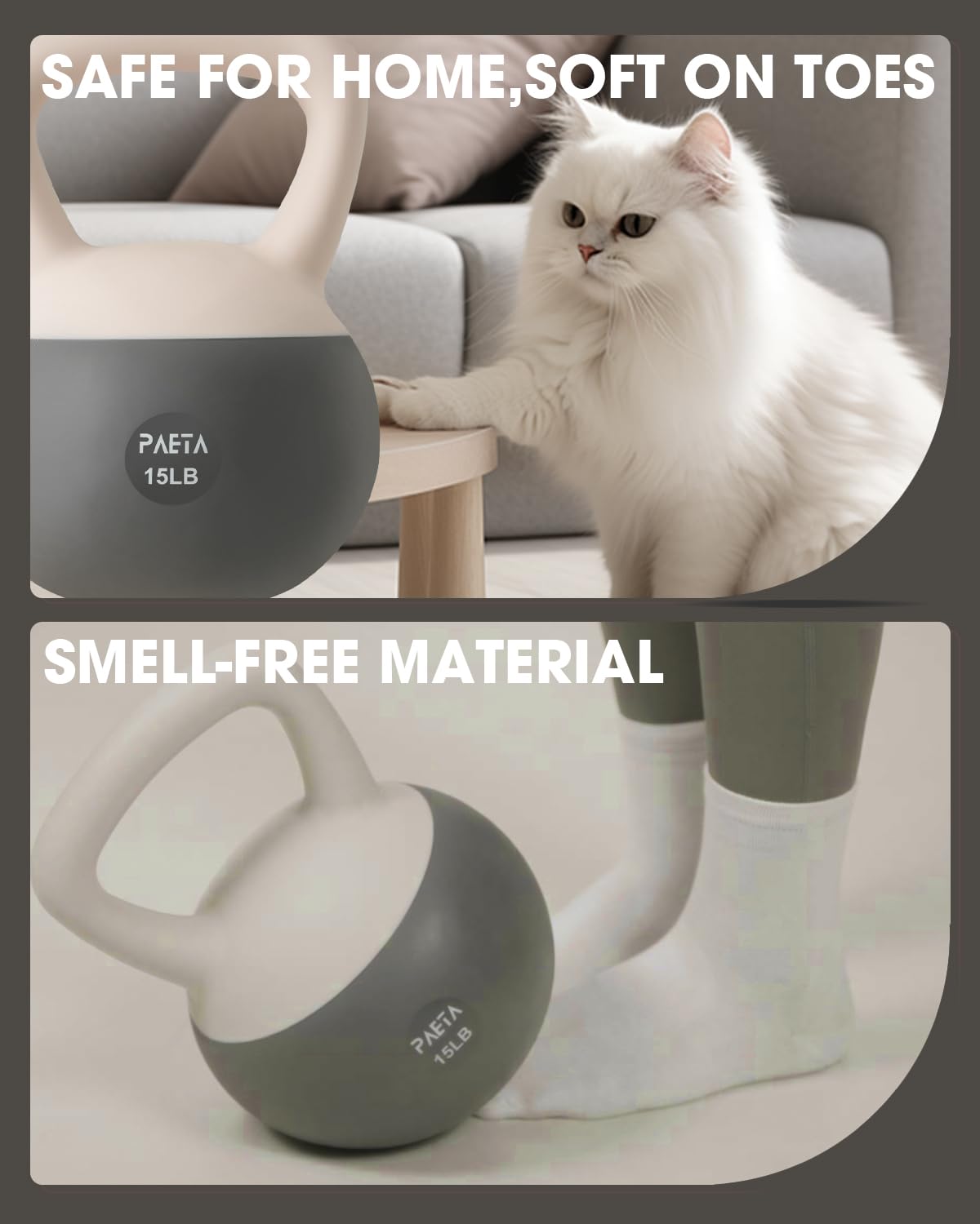 PAETA Weiche Kugelhantel für Heimfitness – rutschfester Griff & breiter Griff, weiches Kugelhantel-Set, sanfter bodenschonender Aufprall – 4,5 kg, 6,8 kg, 9 kg, für funktionelles Training zu Hause