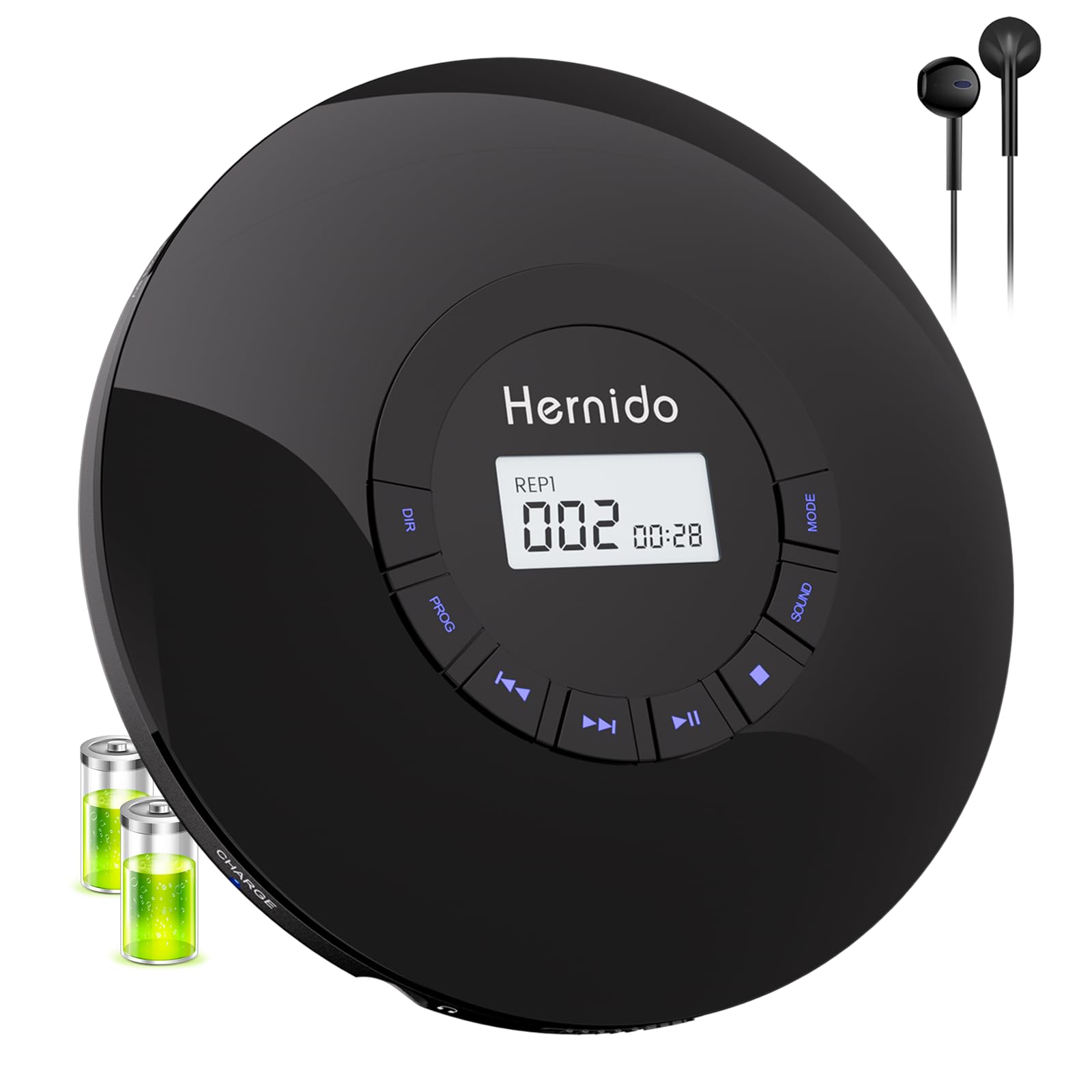 Buy Portable CD Player with Headphone, Hernido Rechargeable CD Player