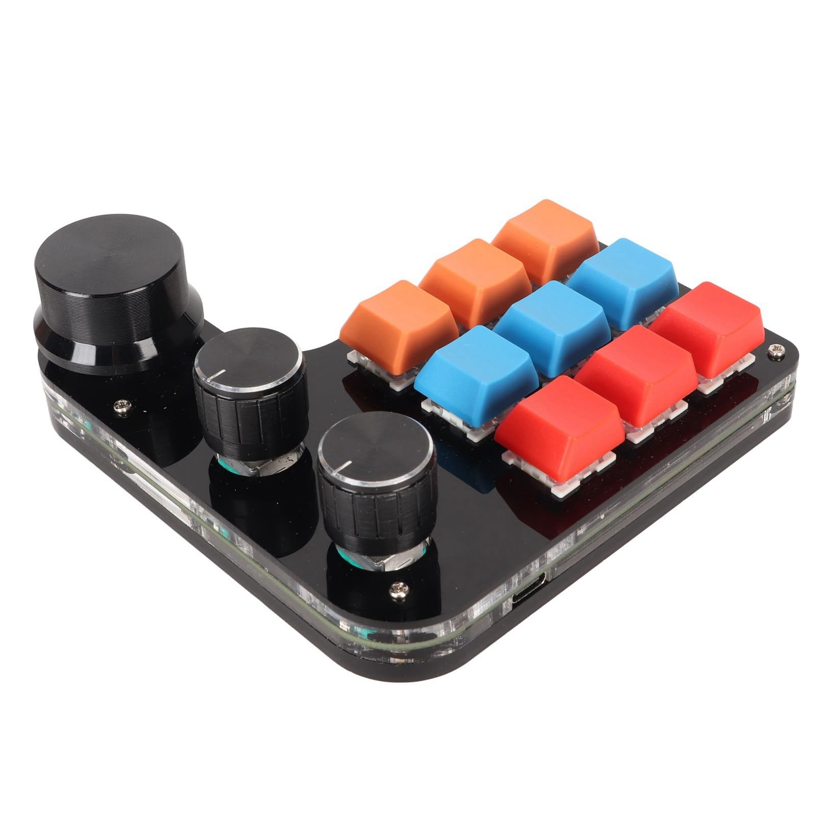 Tastiera Programmabile a 9 Tasti, Tastiera da Gioco Meccanica Mini Macro con 3 Manopole per Ufficio, Progettazione Grafica, Editing Video