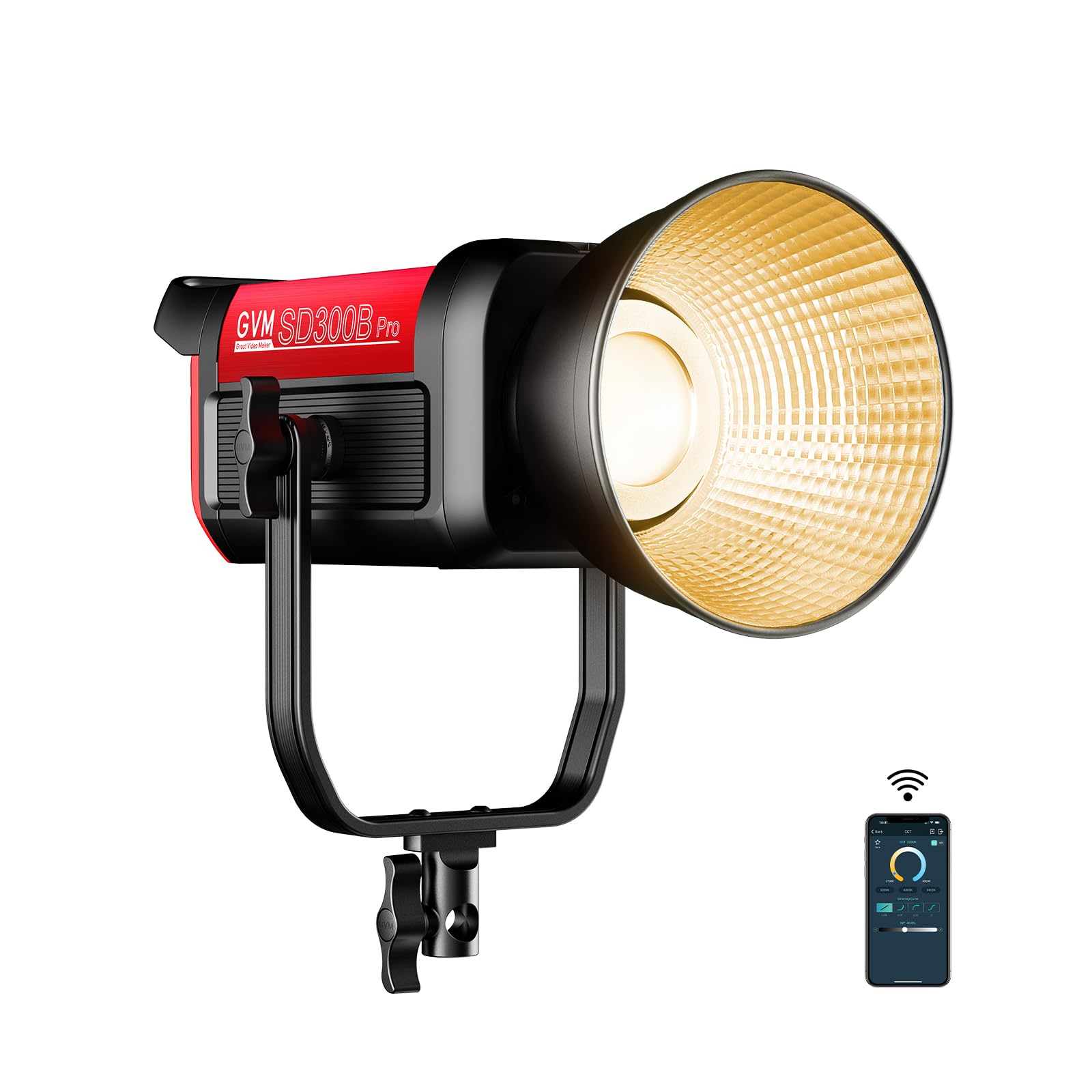 GVM Great Video MakerPro LED Light, Bowens 300W COB Studio Continuous Light with DMX/App Control, LED Lighting for Photography Studio Light YouTube Recording 65000Lux/1m, CRI97+, 12 Effects,