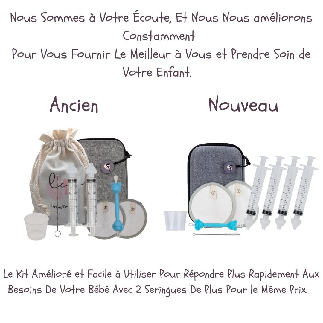Seringue nasale bebe – Lavage nez avec embout silicone serum physiologique – Pipette nez bébé – 4 x 10 ml Mouche-bébé manuel – Cure-oreille – Trousse de soin bebe naissance – Idée coffret naissance